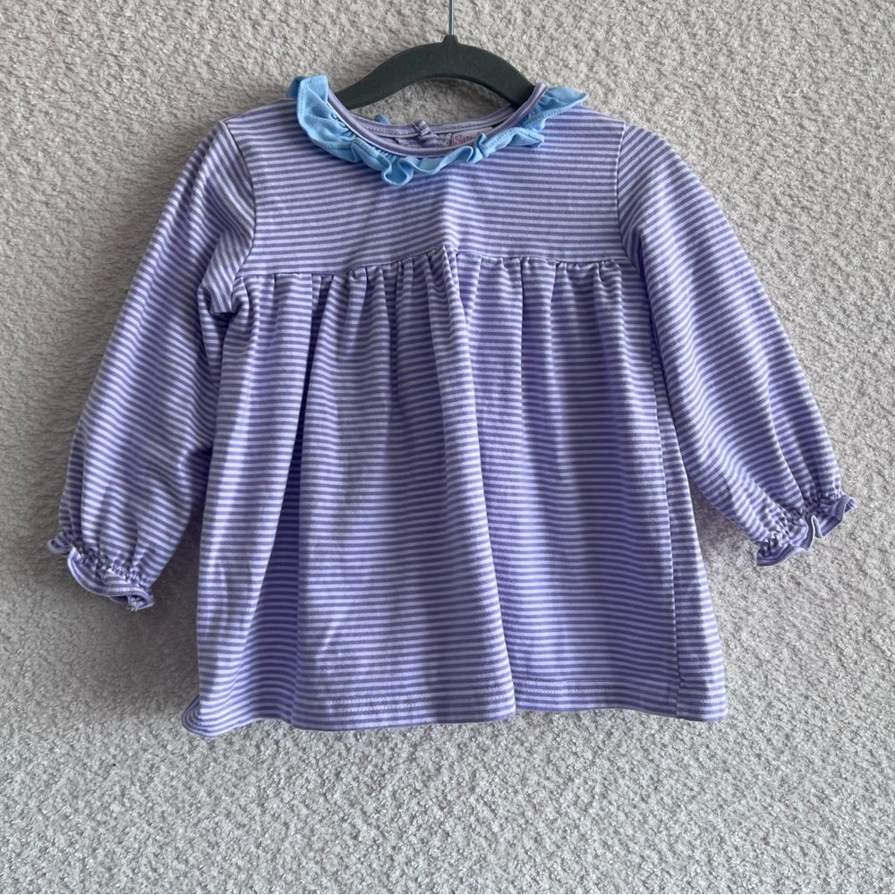Stitchy Fish Infant Long Sleeve‎ Ruffle Striped Shirt Cotton Size 18 Months